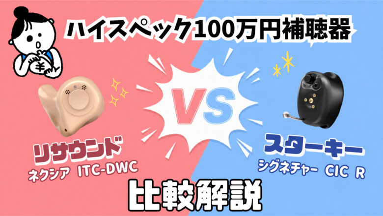 100万円補聴器 比較 リサウンド ネクシア ITC-DWC VS スターキー シグネチャー CIC R