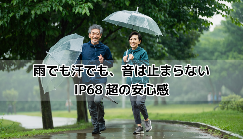 防水性能IP68超のスターキー補聴器をアウトドアで活用するシニアのイメージ｜Pro8ハイドラシールド