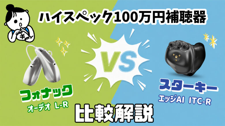 100万円補聴器 高機能 フォナック オーデオ L-R VS スターキー エッジAI ITC-R